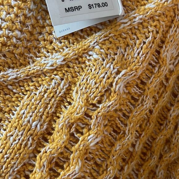 FAHERTY Chunky Retro Cable knit sweater XL Butter Yellow Soft $178 NWT - Picture 5 of 12